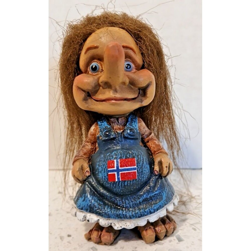 Nyform Norway Troll Woman Long Hair Figure Flag on Dress 3.5"